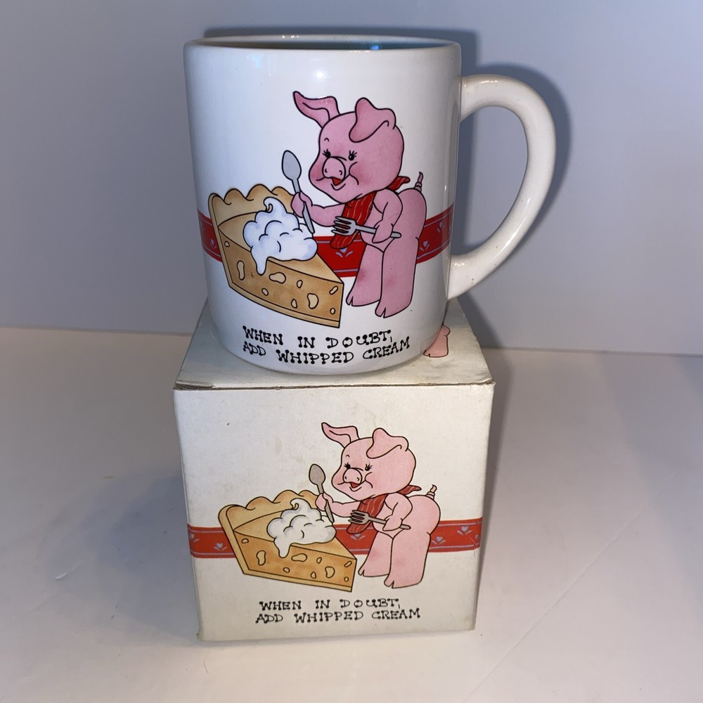 When in Doubt Add Whipped Cream Norcrest Pig Mug New In Box