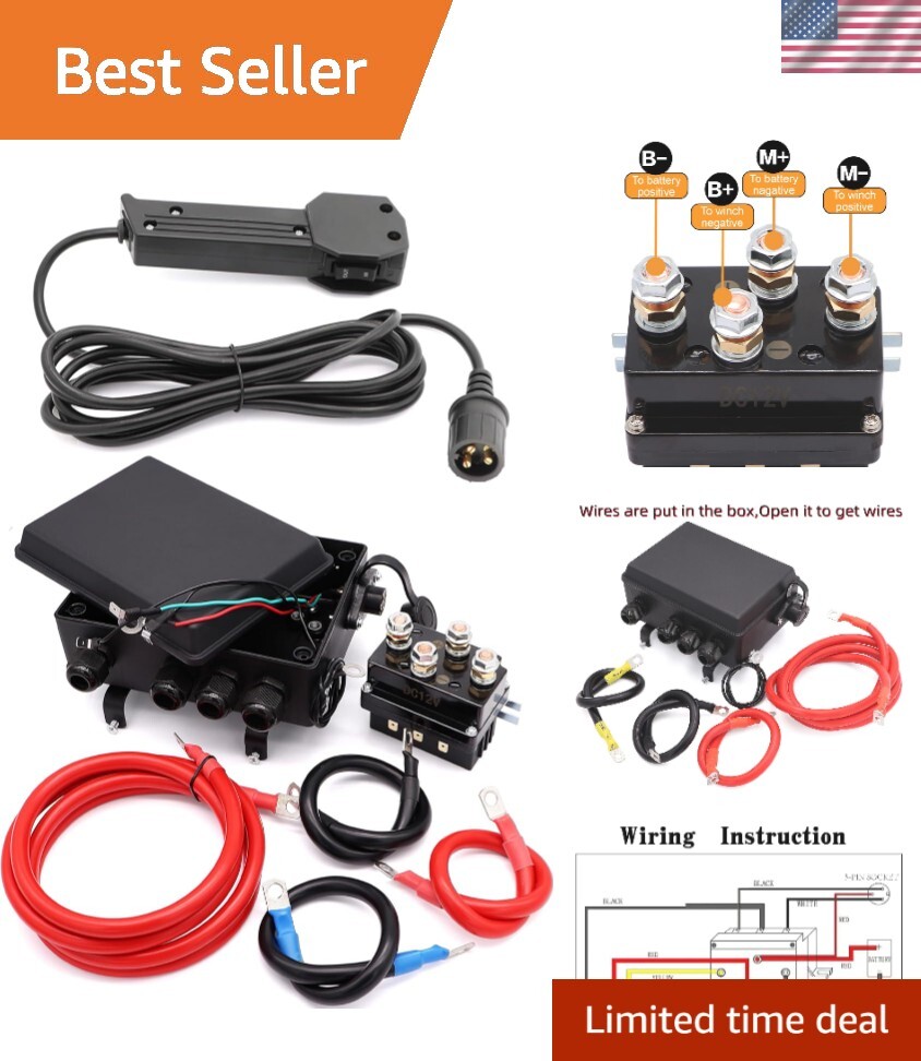 12V 500A Winch Solenoid Contactor Relay,control Box and hand controller for 8...