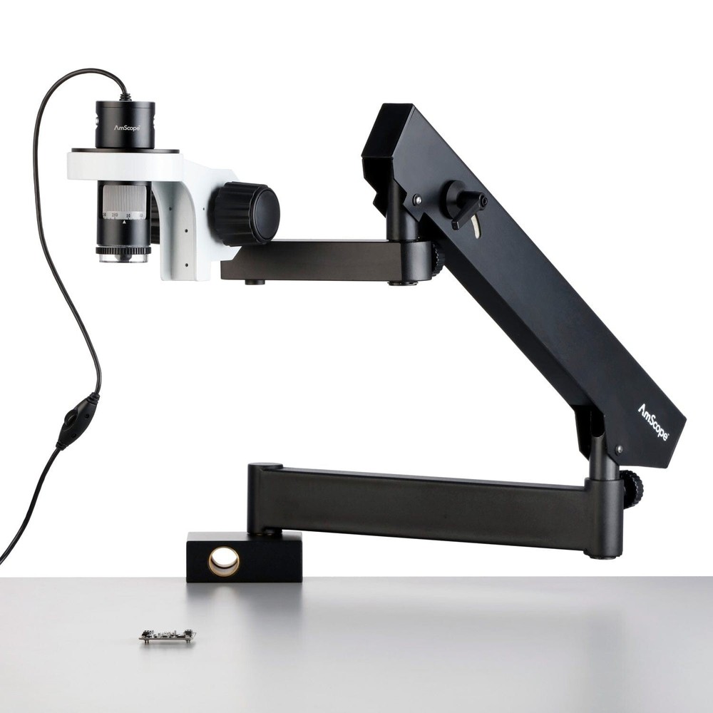 AmScope 10X-280X 8.3MP Handheld USB LED Microscope + Articulating Arm w Clamp