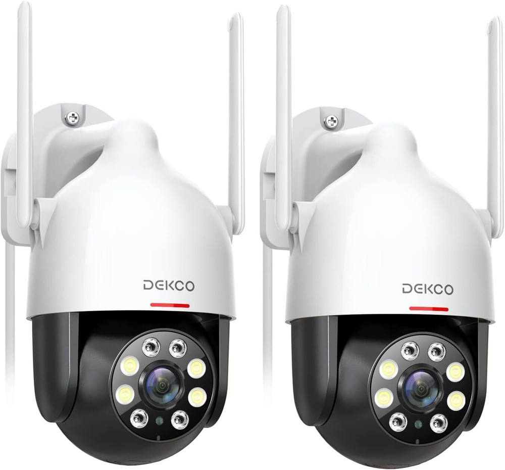 2-Pack 1080P PTZ WiFi Security Cameras with Full Color Night Vision and Alerts