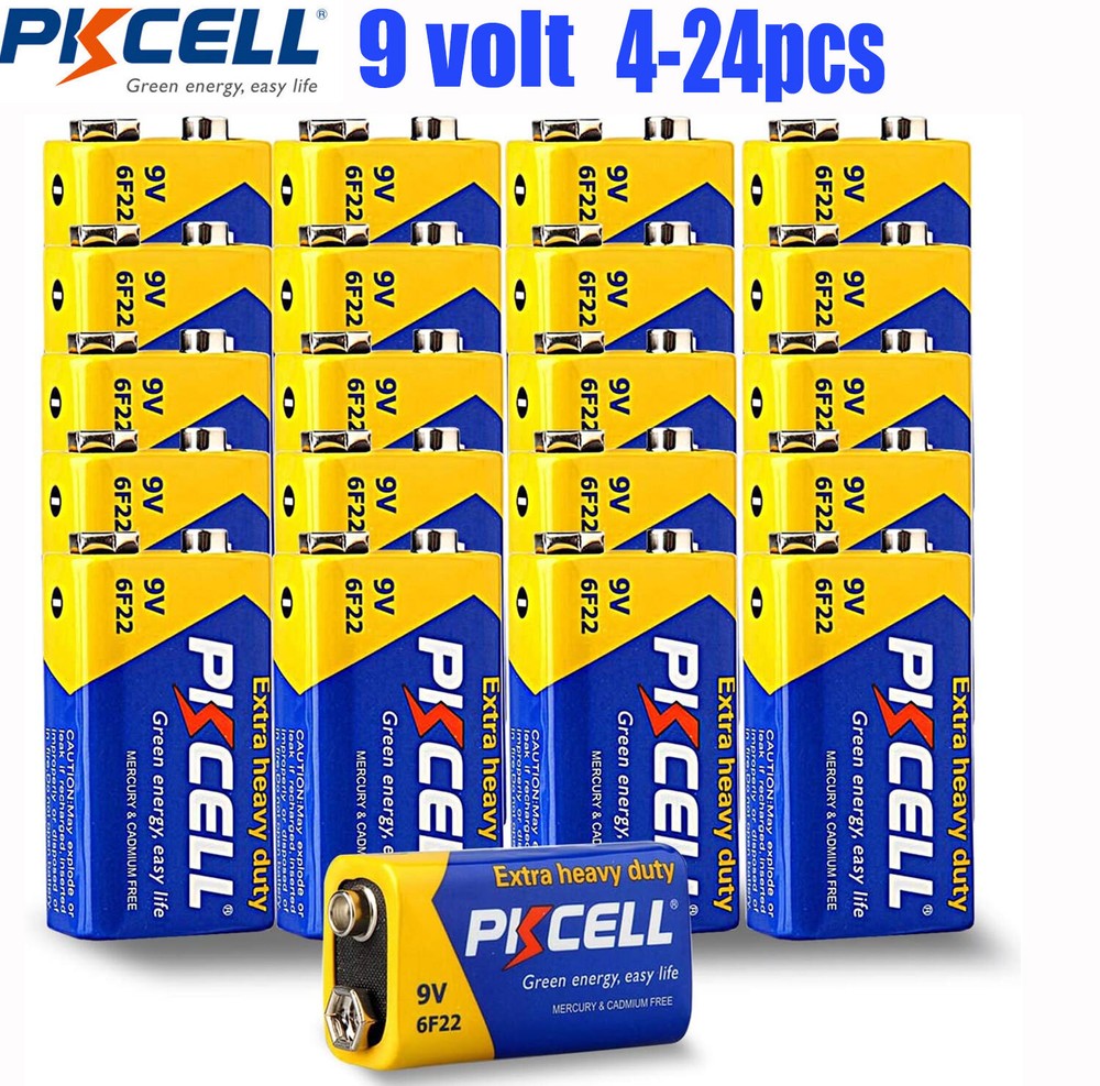 4-24pc 9V 9 Volt  Batteries Battery Smoke Detector Toys Carbon Zinc Long Lasting