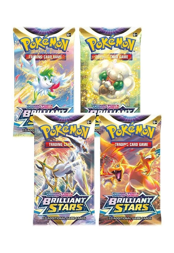 🔥 Brilliant Stars Pokemon TCG Booster Pack COMPLETE ART SET - 4 Packs SEALED 🔥