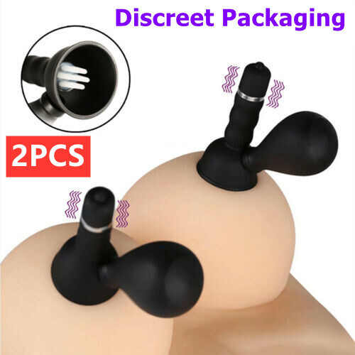 2PCS Vibrating Nipple Sucker Suction Cup Breast Vibrator Pump Sex-Toys for Women