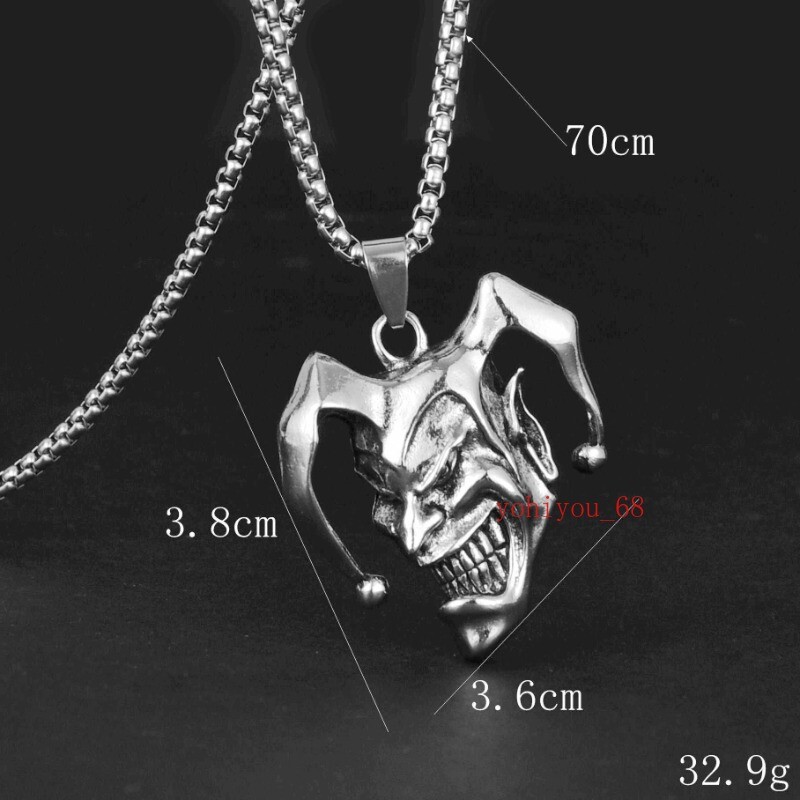Joker Smile Face Necklace Stainless Steel Pendant Vintage Fashion Accessories