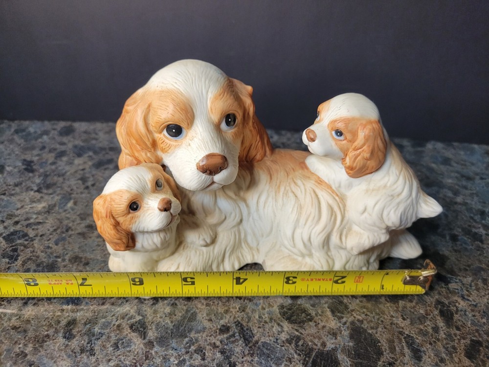 HOMCO COCKER SPANIELS Mom and 2 Puppies Porcelain Figurine #1434