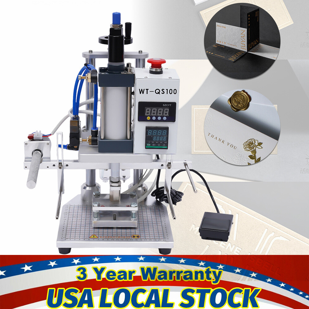 550W Hot Foil Stamping Machine Air Pneumatic Leather PU PVC Logo Press 8x10cm