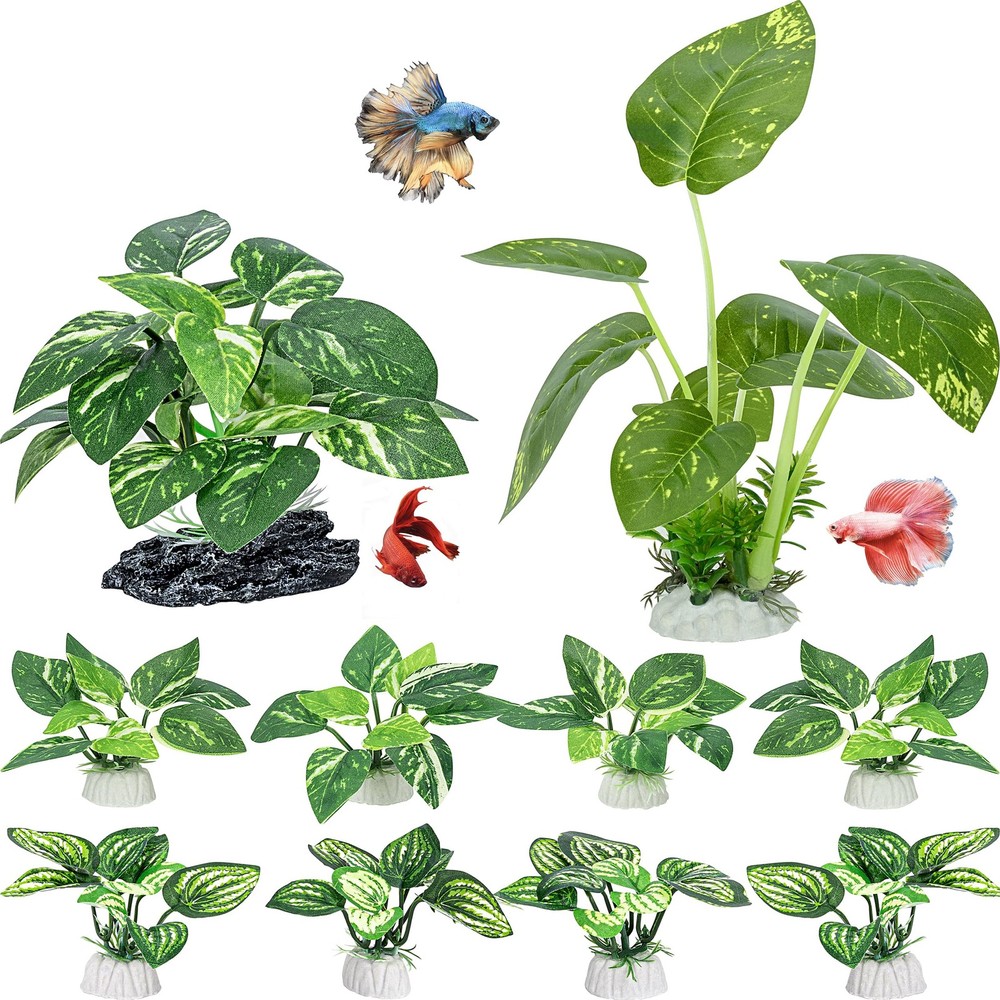 Betta Fish Tank Decor, 10 Pack Silk Aquarium Plants for Aquarium Decoration a...