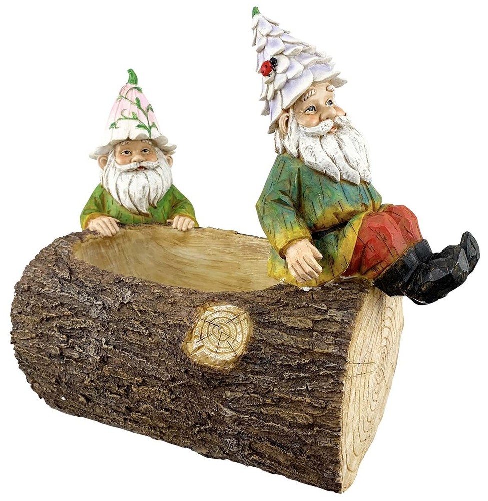 20514 Hand-Painted Resin and Stone Sculpted Gnome Planter, 4.5