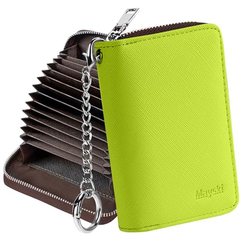 Slim Apple Green Zipper Credit Card Holder for Women  -image