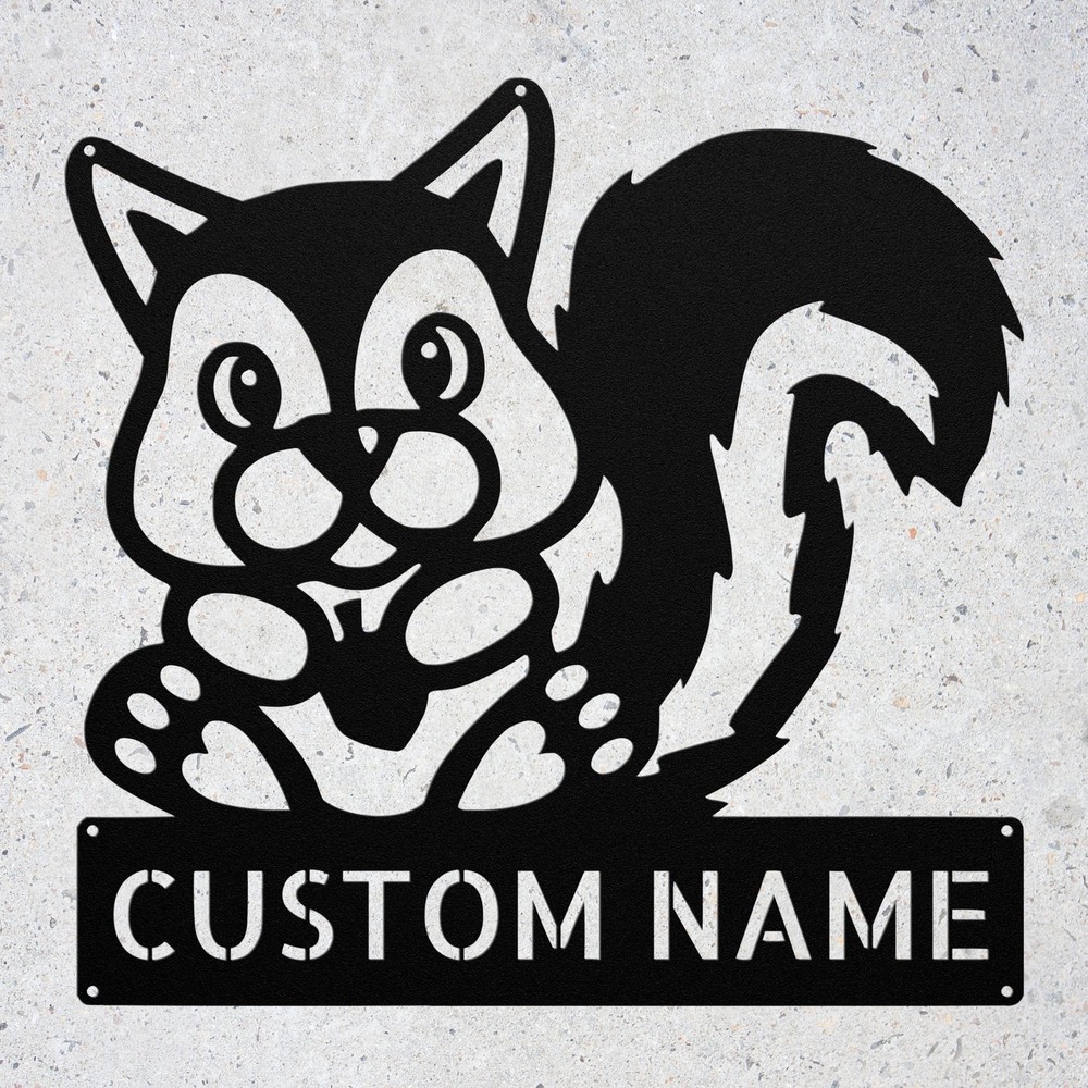 Custom Squirrel Metal Sign Personalized Woodland Animal Decor Plaque Gift Home