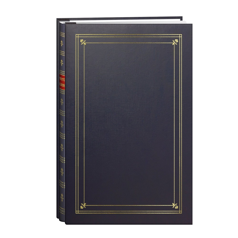 Pioneer Photo 200-Pocket Post Bound Blue Leatherette Photo Album with Gold Accents