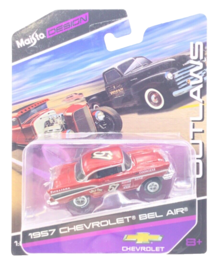 Maisto Design Outlaws 1957 Chevrolet Bel Air  1/64 Scale Diecast Collectible Car