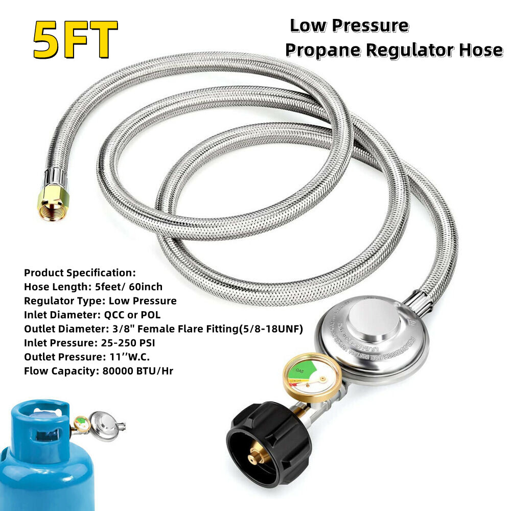 5FT QCC1 Stainless Steel Braided Propane Adapter Hose LP Tank to Gas BBQ Grill U