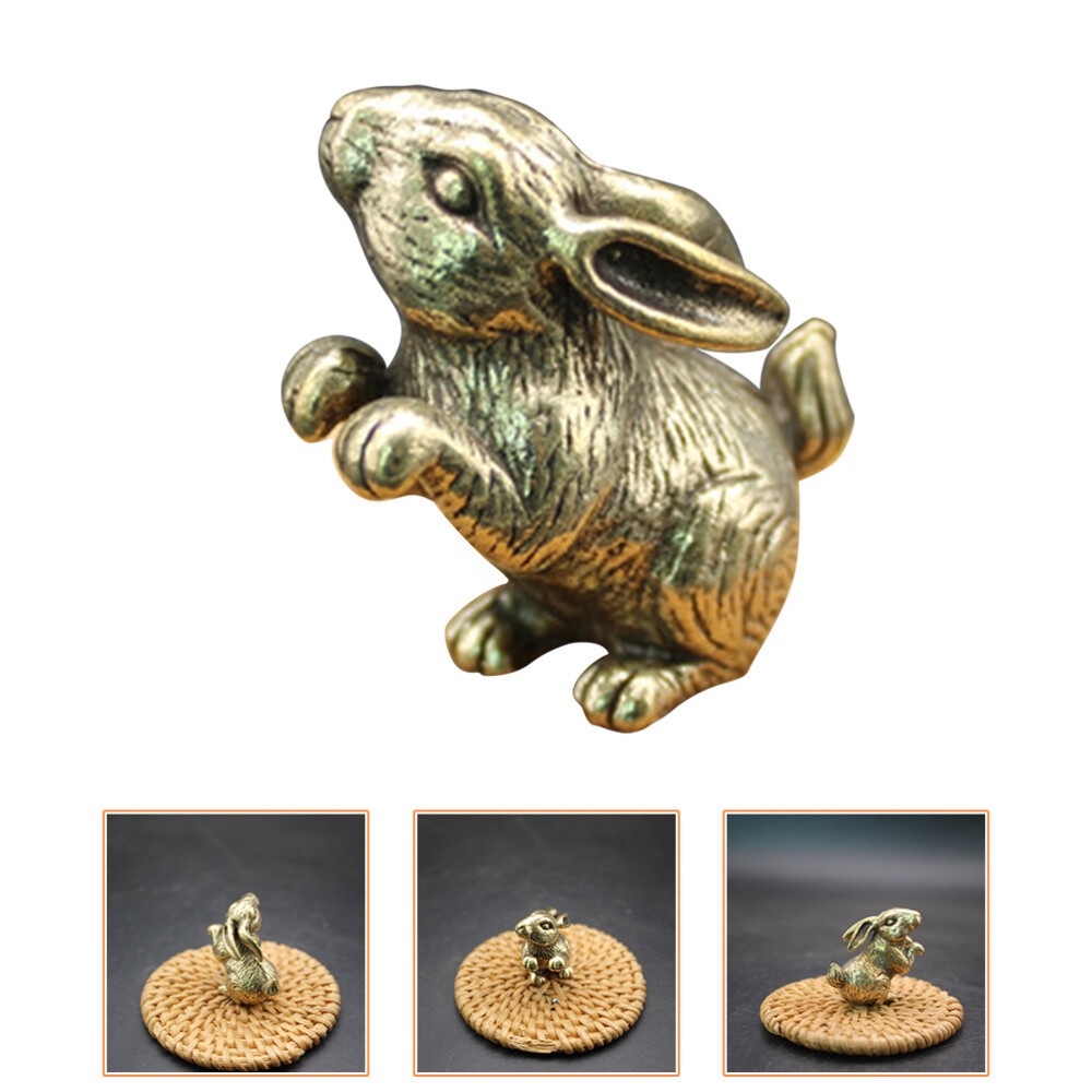 Brass Animal Statues Exquisite Rabbit Decor Ornament Ornaments