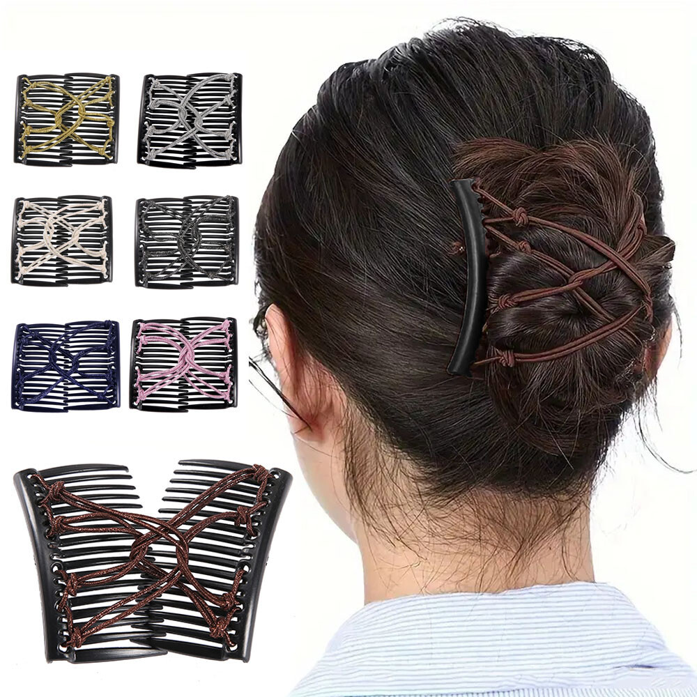 Silver Thread Magic Hair Combs for Ponytail Insertion, Stylish Hairpins for DIY Hair Accessories and Updos