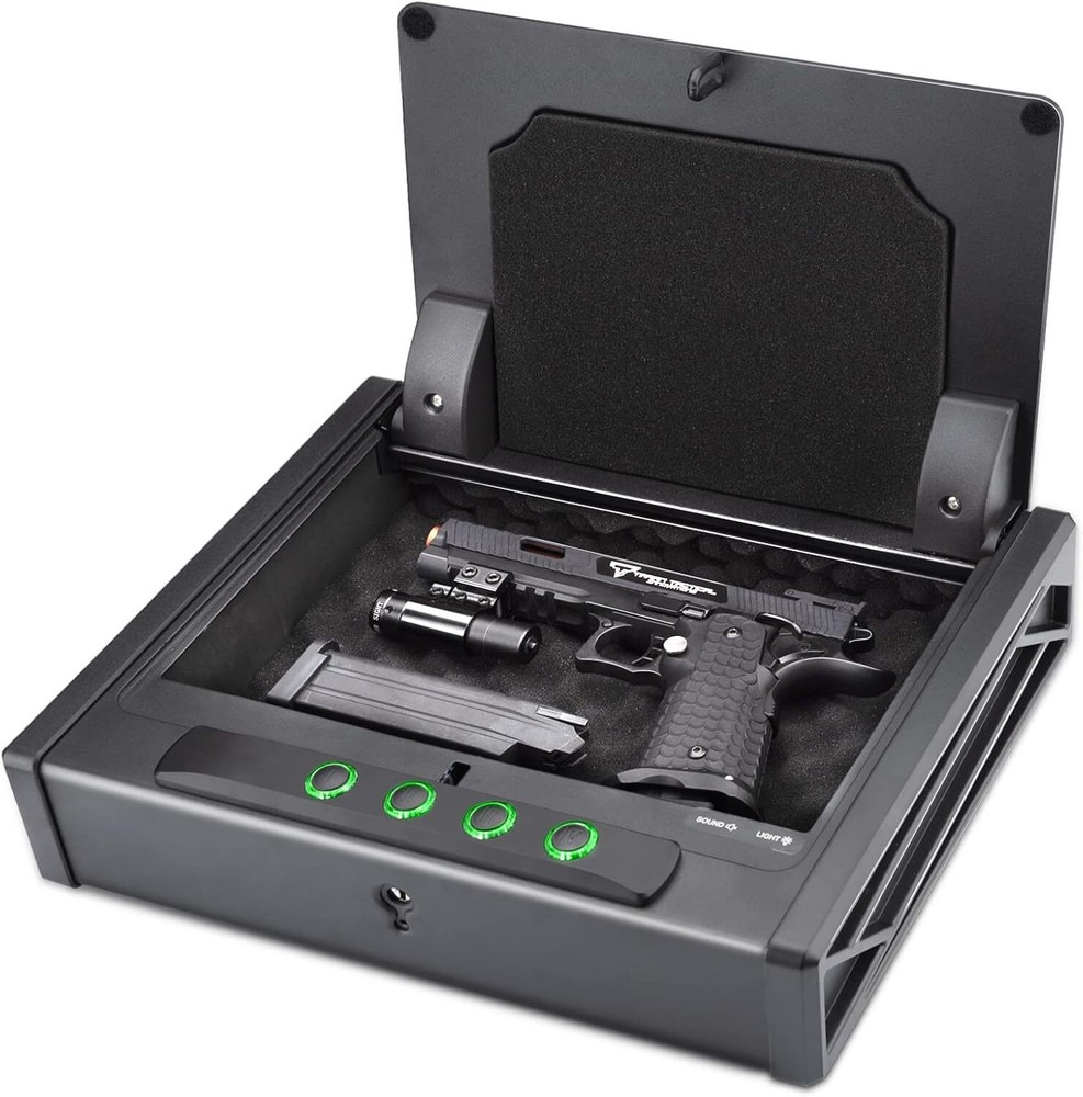 Biometric Digital Gun Safe for 3 Pistols Safe with 3 Quick Access Handgun Safe-image