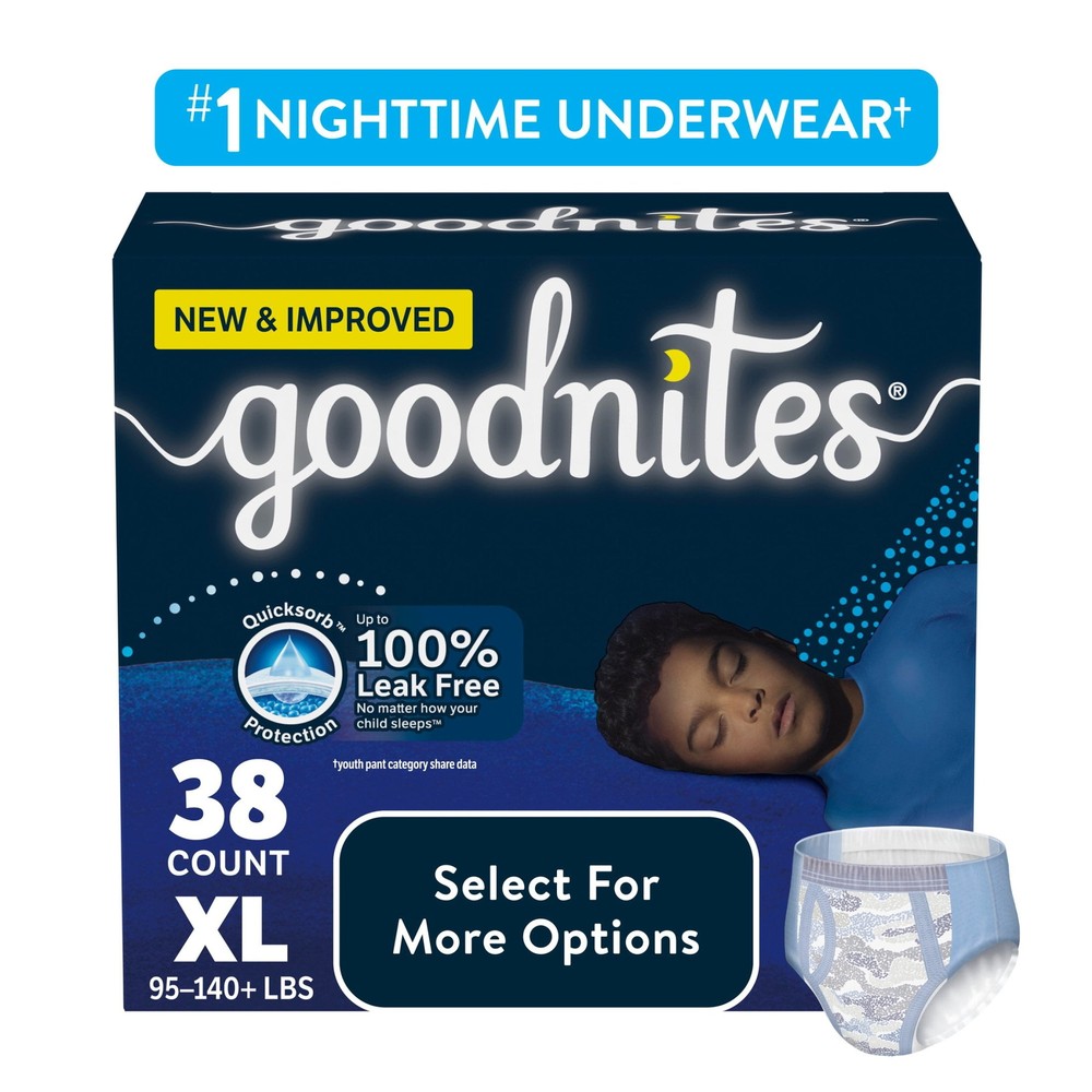 Goodnites Bedwetting Underwear for Boys, XL (95-140+ lbs), 38 Ct