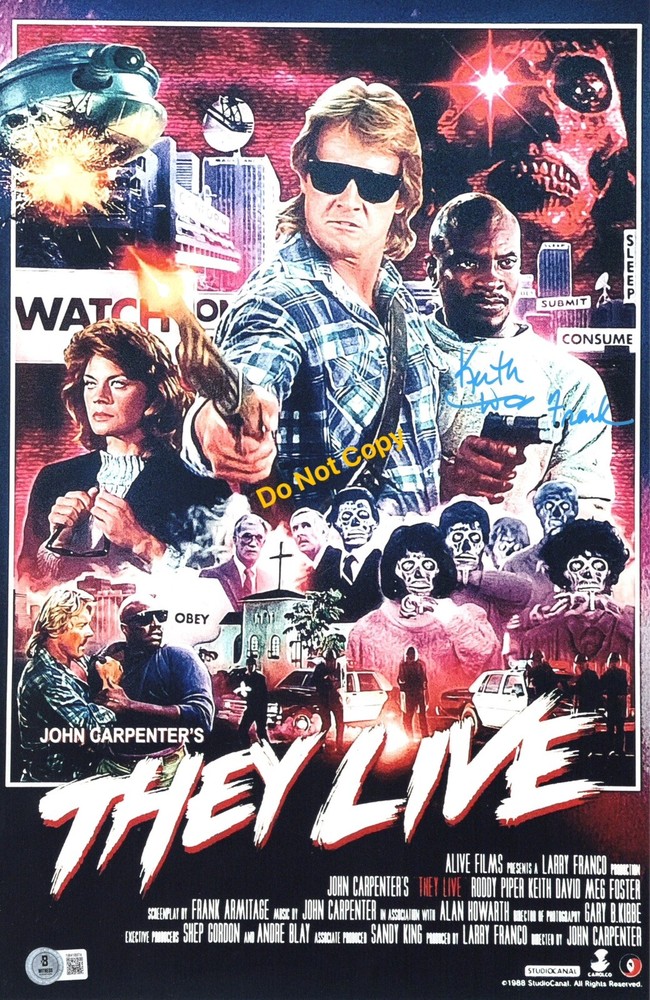 KEITH DAVID signed 11x17 Poster John Carpenter's THEY LIVE Frank Beckett