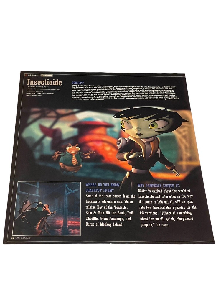 2008 Insecticide Video Game Vintage Print Ad Gamecock