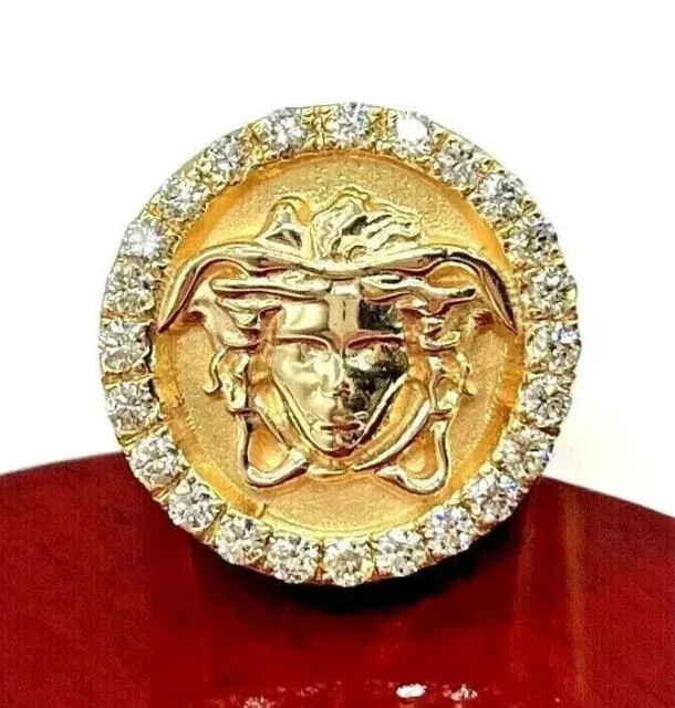 3Ct Round Moissanite Greek Medusa Ring in 14K Gold Plated for Men