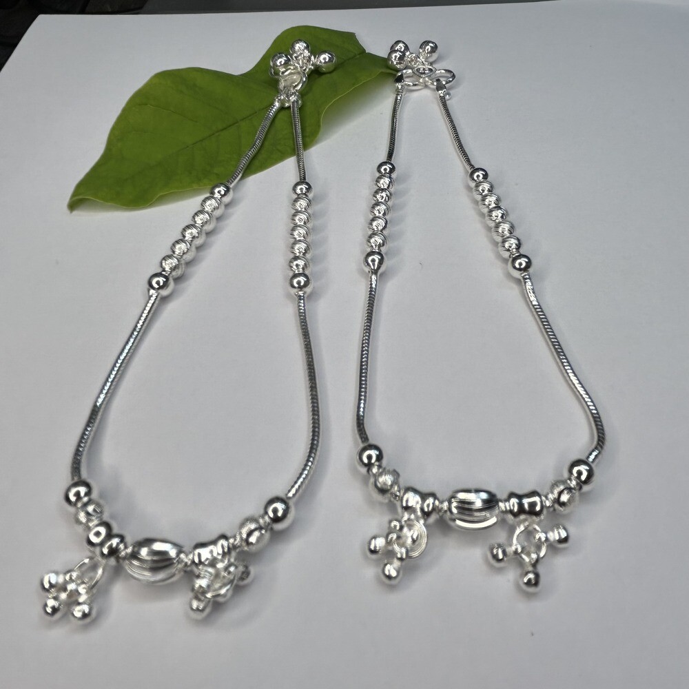 Elegant Silver Payal Traditional Indian Wear for Women & Girls-image