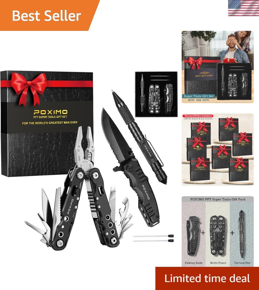 3-in-1 Survival Kit with 14-in-1 Multi-Pliers Knife Tactical Pen Gift Set