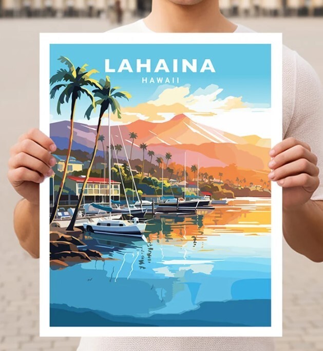 Lahaina Hawaii Maui Travel Wall Art Poster Print