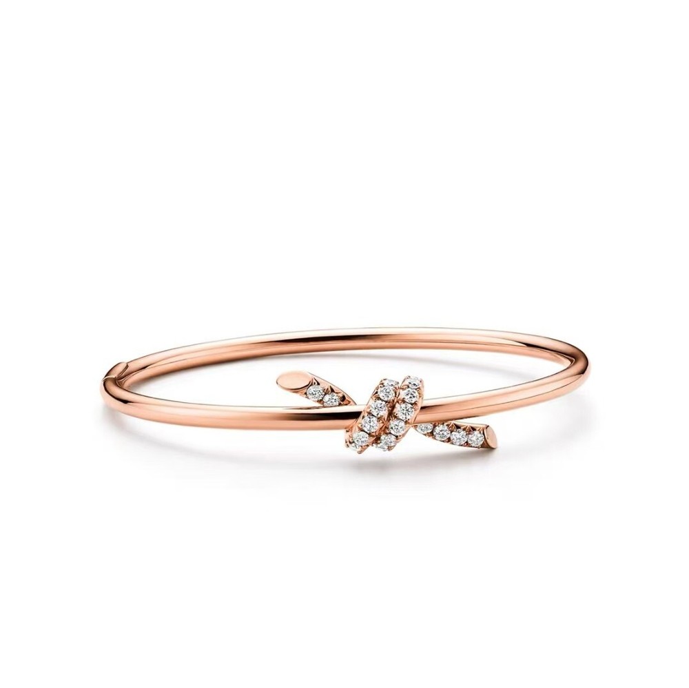 TIFFANY&Co Gold 18k Gold And Rose Gold Diamond Setting KNOT Bracelet