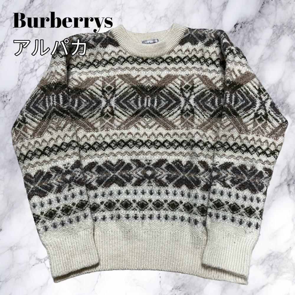 Burberrys Vintage Alpaca Wool Knit Sweater M Multicolor