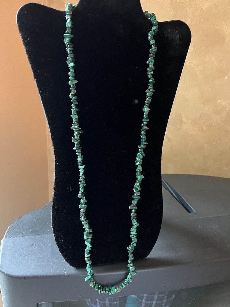 Malachite Green Gemstone Necklace with Semiprecious Stone