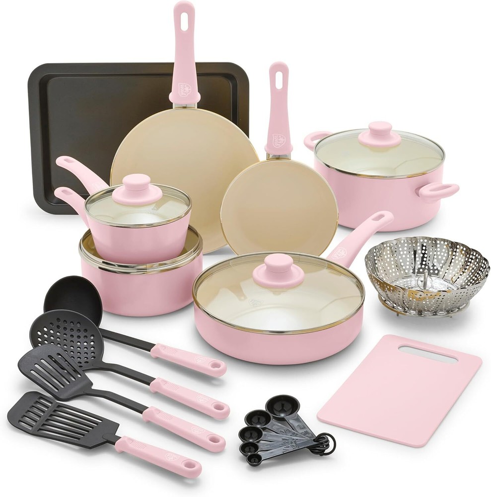 GreenLife Soft Grip Healthy Ceramic Nonstick 18-Piece Cookware Set