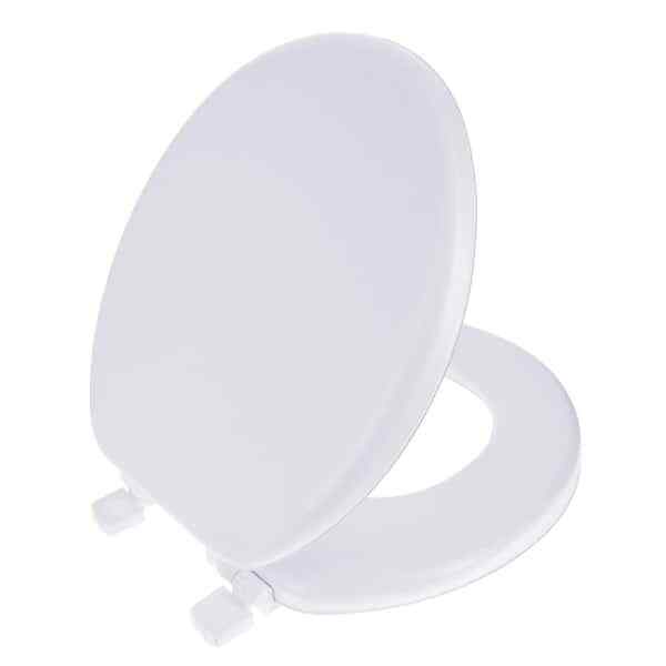 White Closed Front Toilet Seat Round Soft Cushion Padded Heavy Duty Modern Home
