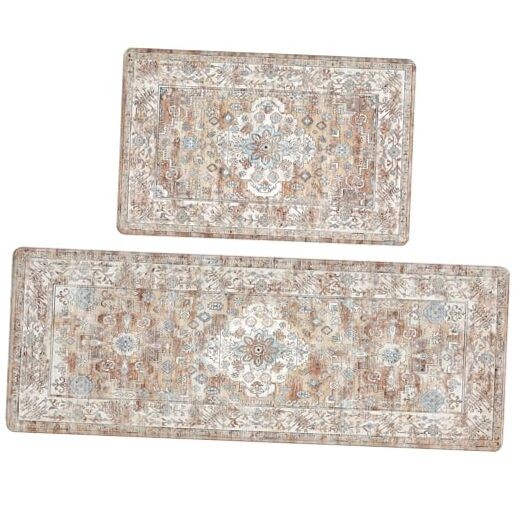 Anti Fatigue Non-Slip Kitchen Mat Set of 2 Cushioned Floor Mats for Comfort