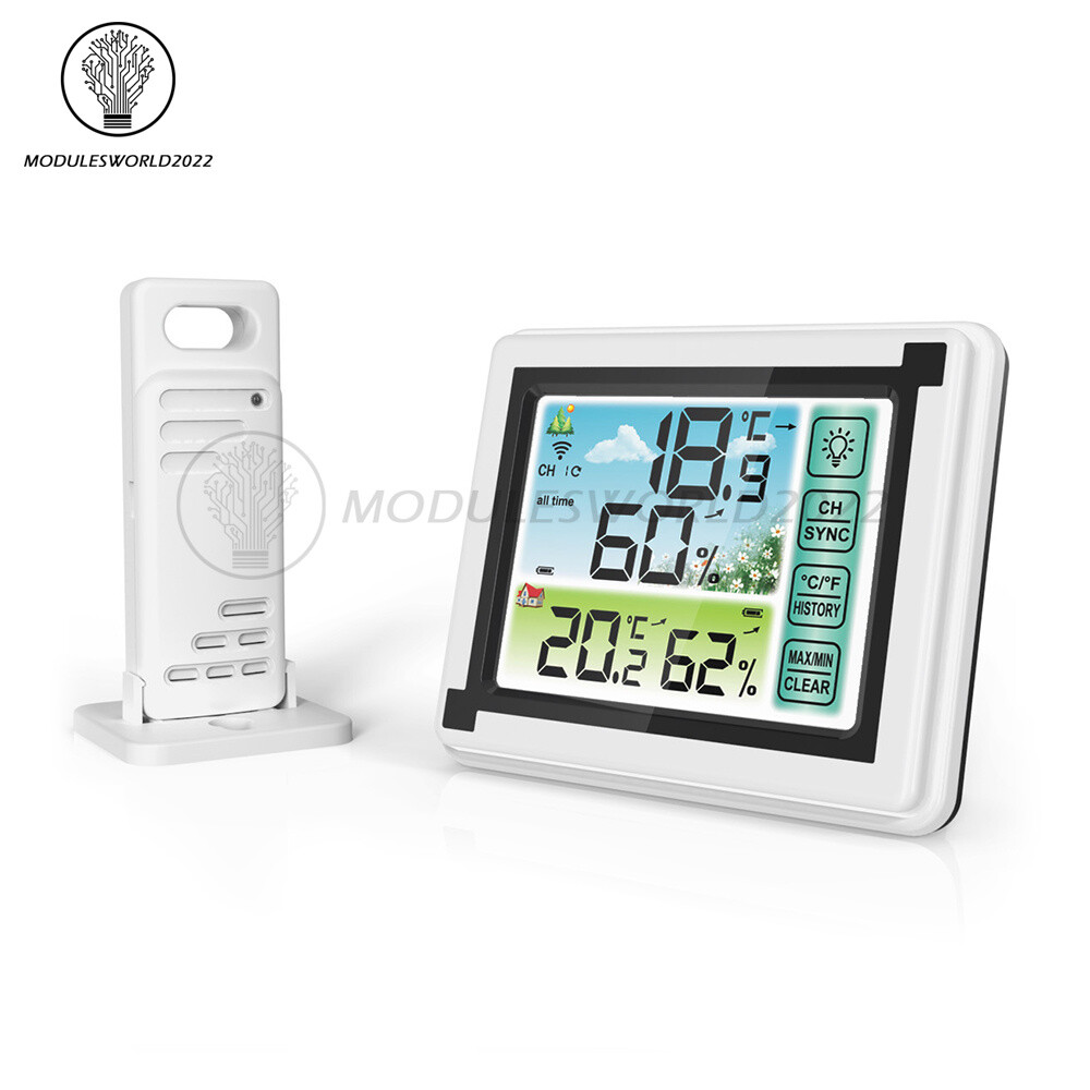 Digital LCD Indoor Outdoor Weather Station Clock Thermometer Hygrometer Wireless