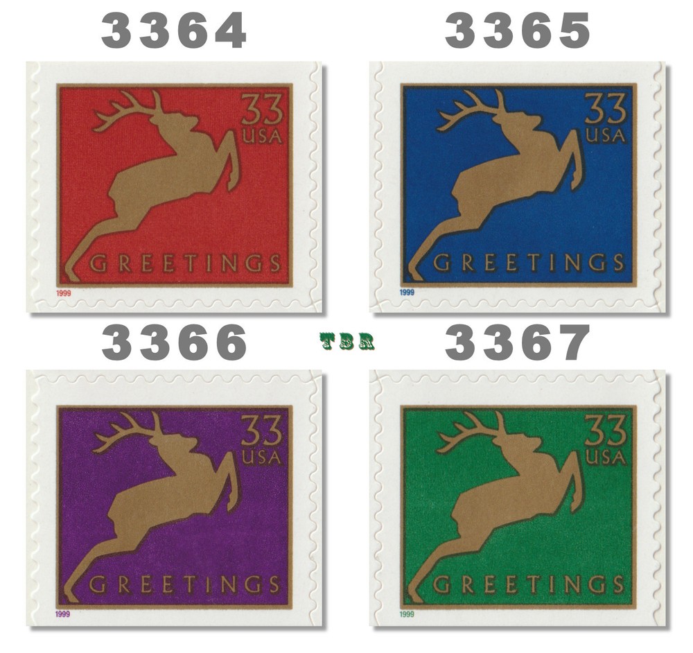 1999 Holiday Reindeer Singles 4 Vending BK276B MNH - Limited Stock Available-image