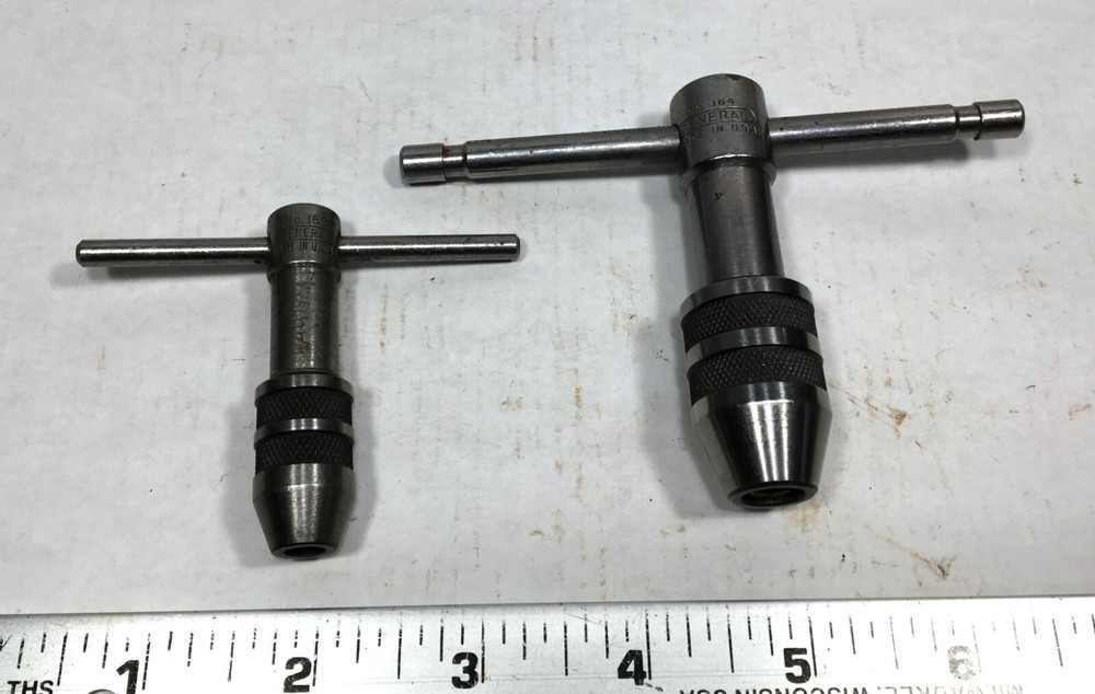 Vintage USA T-Handle Tap Wrenches No. 163 & 164 2-Piece Set
