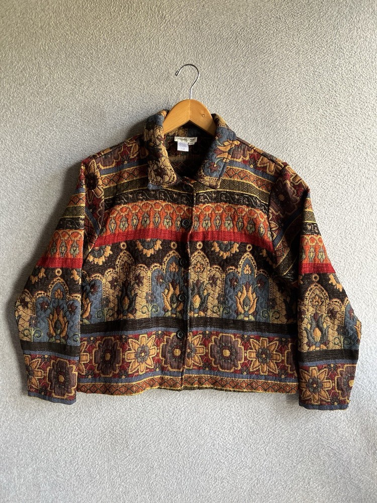 Coldwater Creek Tapestry Jacket Petite Medium Colorful
