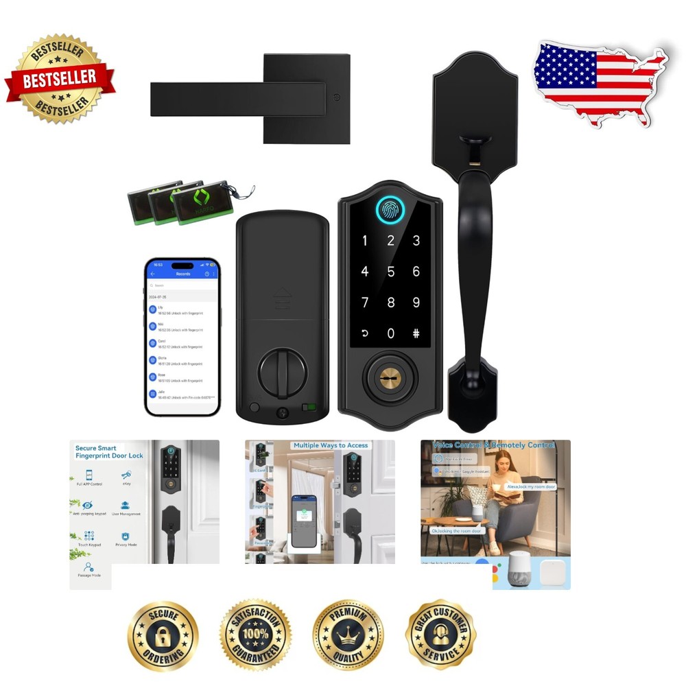 Smart Biometric Deadbolt Lock with Touchscreen and Auto-Lock for Home Security-image