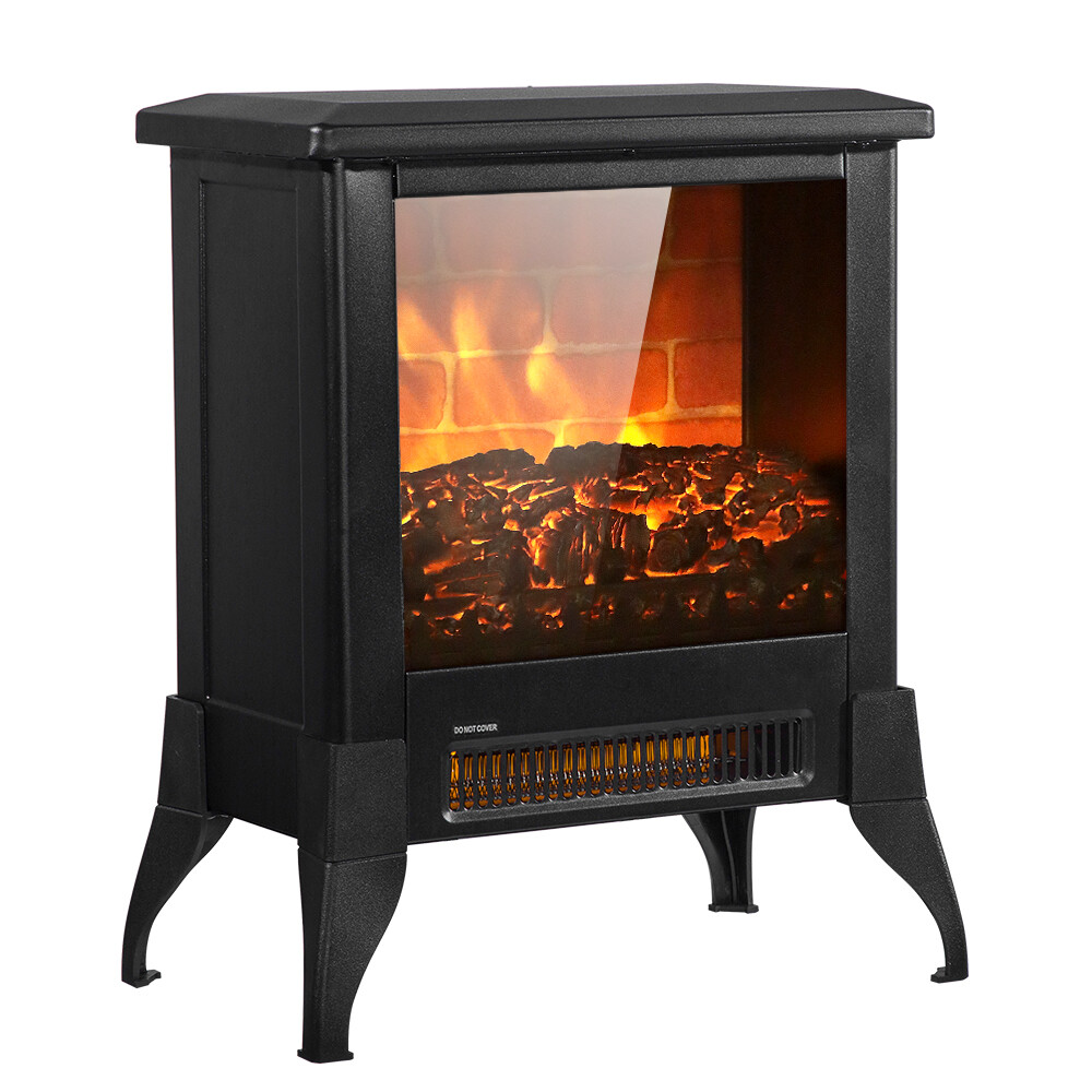 14 Inch Freestanding Electric Fireplace 1400W Fake Wood Rocker Flame Heating