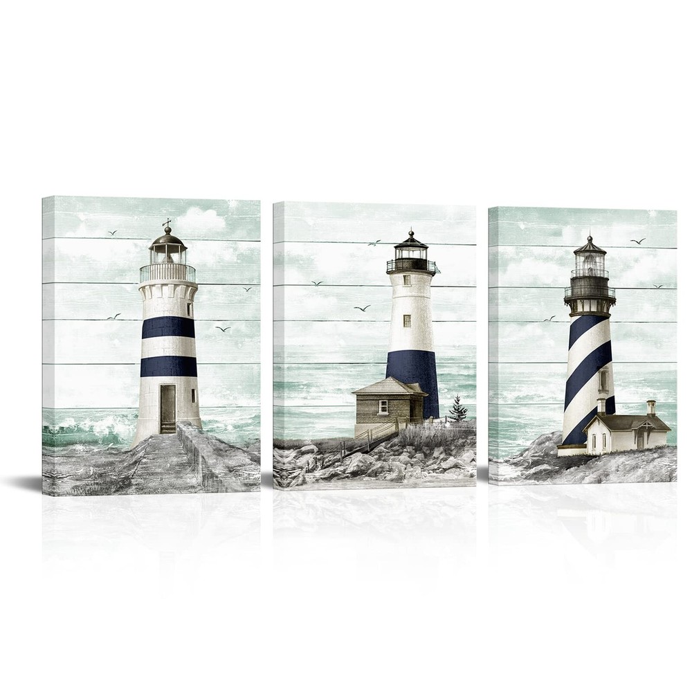 Visual Art Decor Ocean Decor Nautical Lighthouse Bathroom Decor Beach Picture...-image