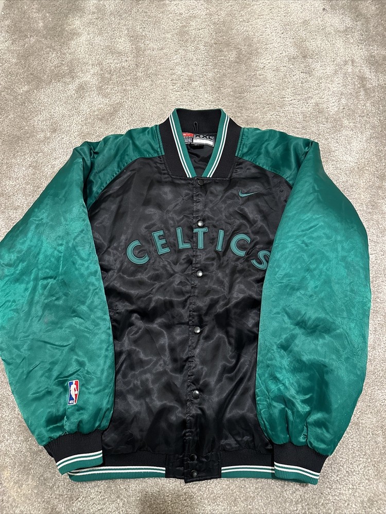 Vintage Nike Team Boston Celtics Bomber Jacket Men’s XL XXL Spell Out NBA Satin