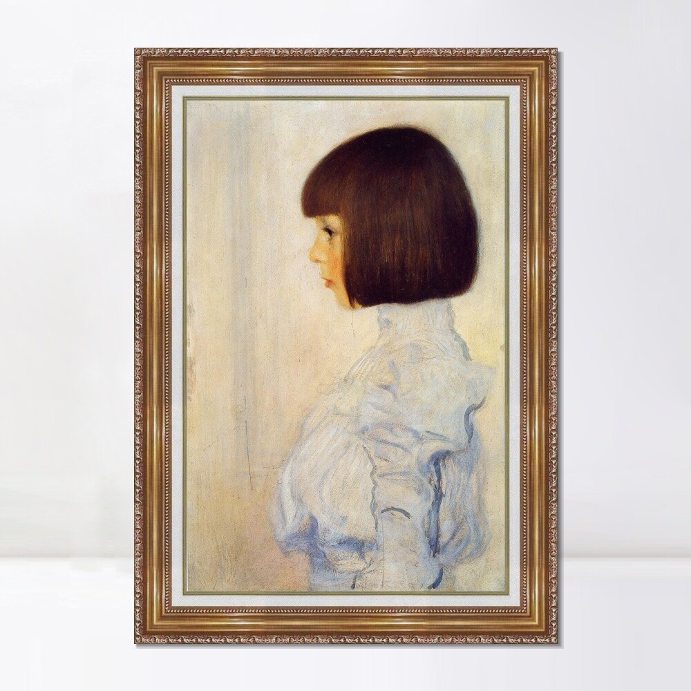 Framed Canvas Giclee Print Girl by Gustav Klimt Wall Art Home Decorations