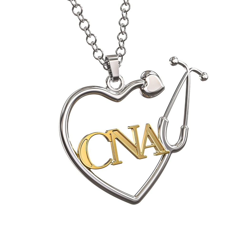 CNA Certified Nurse Assistant Stethoscope Heart Necklace, CNA Gift, CNA Penda...