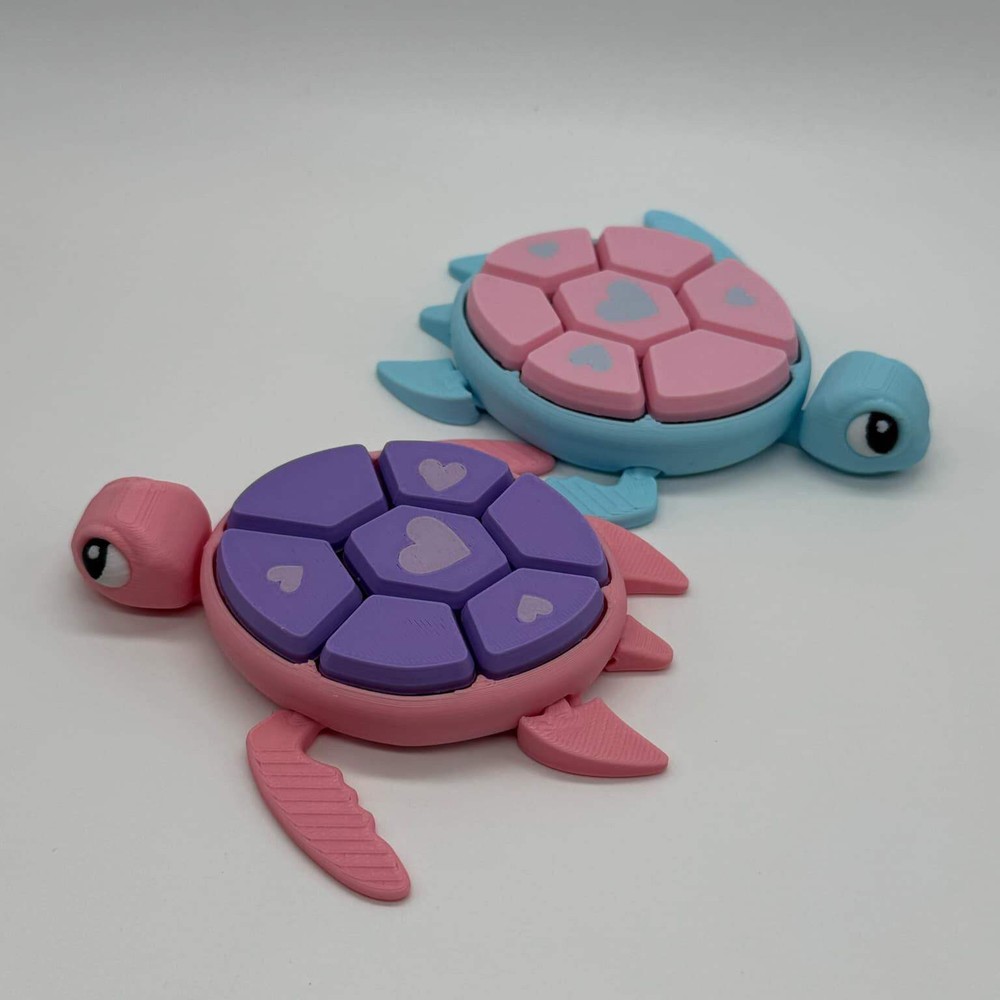 Tortuga marina San Valentín Clicker impreso en 3D decoración del hogar accesorio corazones