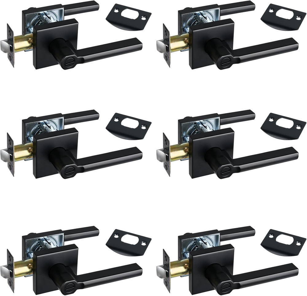 6 Packs of Privacy Door Handles for Bedroom&Bathroom, Keyless Interior Door L...