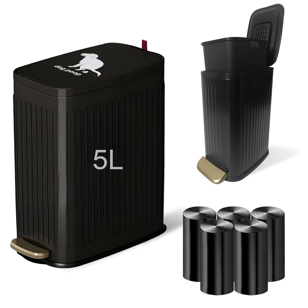 Uppcasir Dog Poop Trash Can Outside-5L, Stainless Steel Dog Waste Trash Can w...