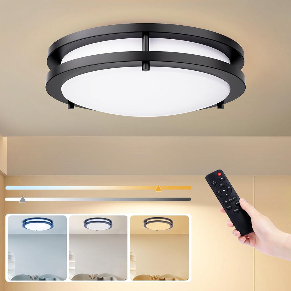 LED Ceiling Light Fixture with Remote 10 Inch Ceiling Lights Flush Mount 18 W Di