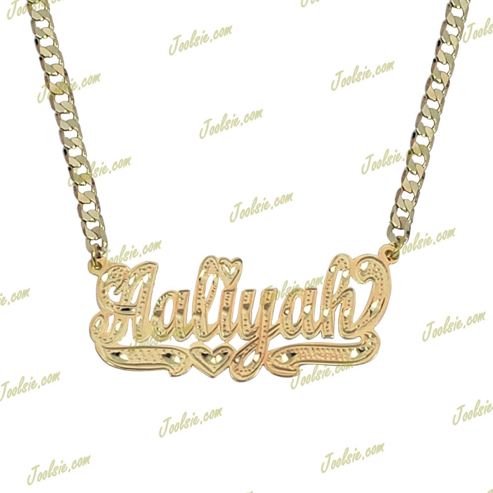 14K Gold Plated or Silver Custom Name Necklace with Full Pave-image