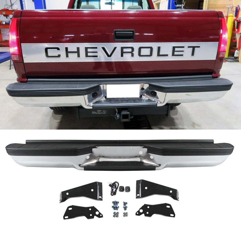 Steel Rear Step Bumper Chrome Fits 1988-2000 Chevy Silverado GMC Sierra 1500 GA