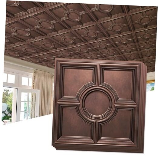 Decorative Antique Copper PVC Ceiling Tiles 24x24 Drop Ceiling Panels
